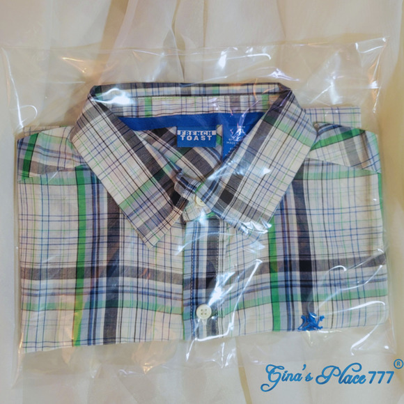 French Toast Boy's Plaid Short Sleeve Button Down Shirt Blue/Green, XL - Picture 6 of 6